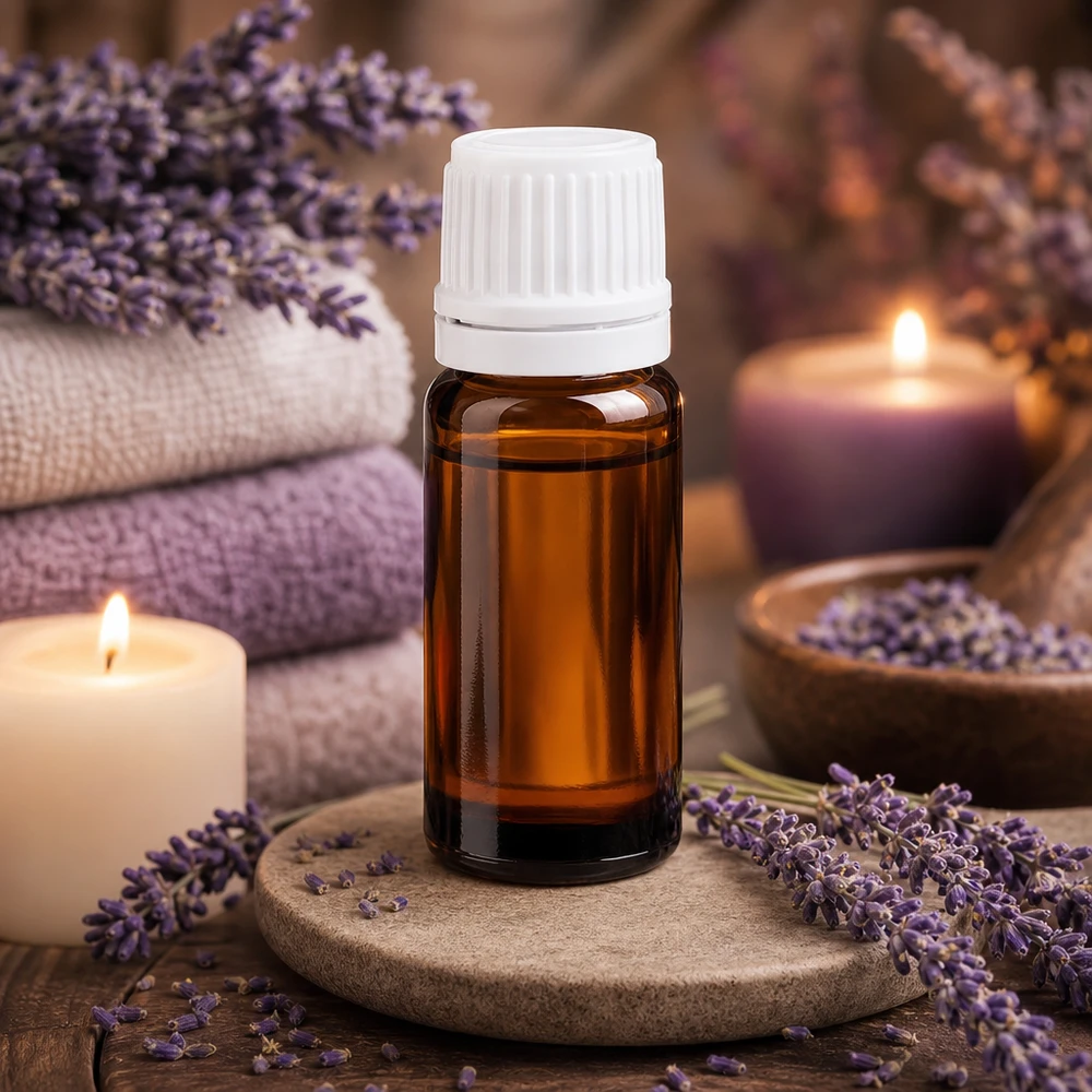 Frasco de aromaterapia de 10 ml em vidro castanho com proteção UV e tampa branca com segurança para crianças
