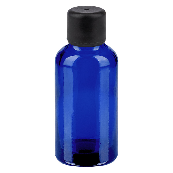 Frasco de 30ml com tampa de rosca de 6mm preta Standard BlueLine UT18/30