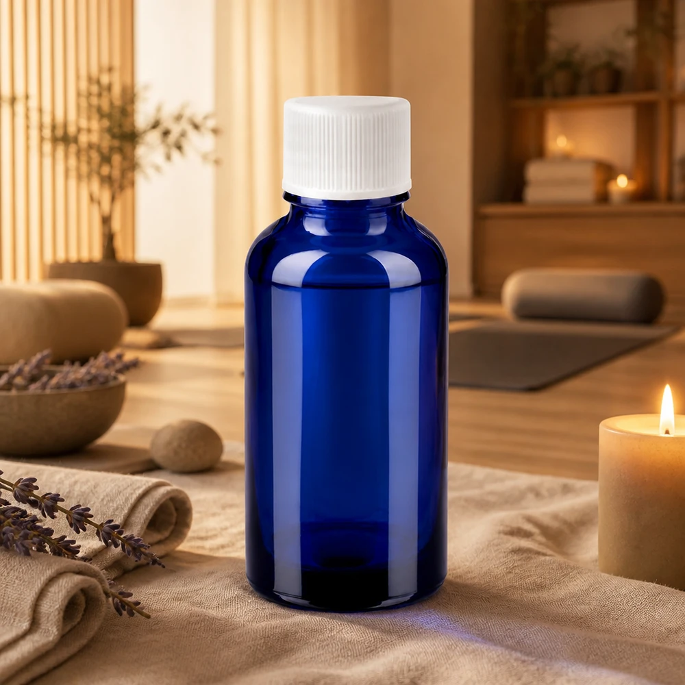 Frasco de vidro de 30 ml de alta qualidade com vidro azul Proteção UV para substâncias sensíveis à luz