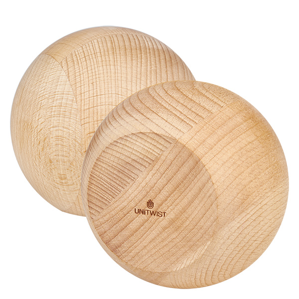 Copos de vidro de 1500ml WECK RR100 com bola de madeira faia Rolha esférica em madeira de faia para o jarro WECK 1590ml RR100 - Grande plano do grão de madeira natural e do acabamento