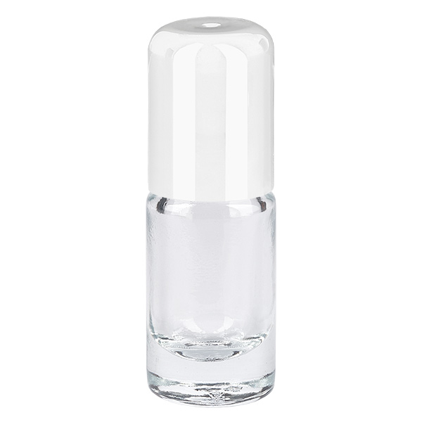 Frasco de farmácia transparente 5ml tampa roll-on branca