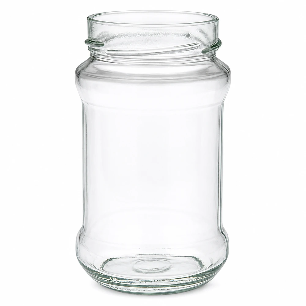 UNiTWIST Runda390 frasco redondo 390ml TO66 com rosca para conservas transparente sem tampa para conservas