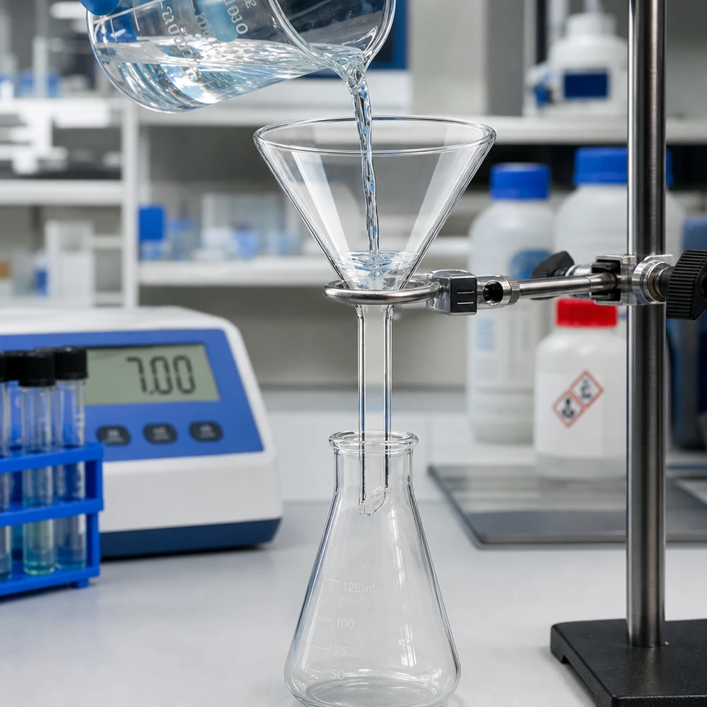 Funil ø60mm cal sodada, ângulo 60°, estilo curto Funil de vidro sodo-cálcico resistente a produtos químicos com pega curta compacta para um trabalho de laboratório seguro