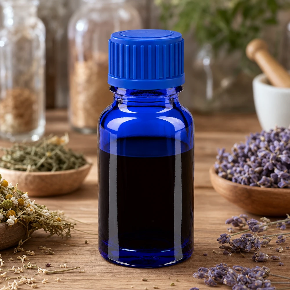 Frasco de vidro azul de alta qualidade de 10 ml com tampa de rosca robusta para uso profissional