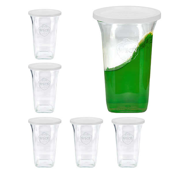 Conjunto de 6 Weck Quentin 795 ml + 6 tampas de vidro