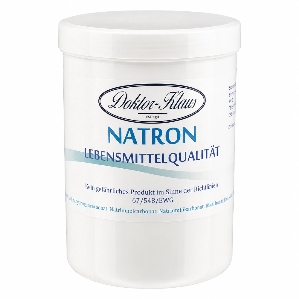 Bicarbonato de sódio 1kg Doktor-Klaus Natron 1kg Doktor Klaus Natriumhydrogencarbonat weiße Aufbewahrungsdose