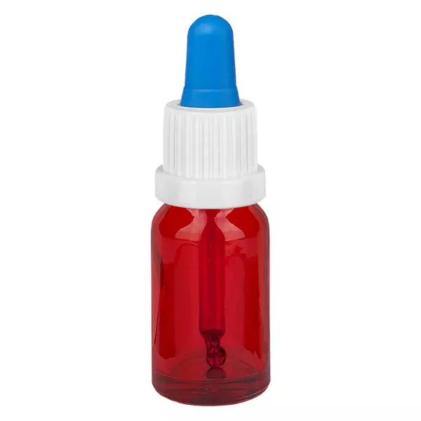 Frasco pipeta de 10 ml branco/azul com fecho inviolável RedLine UT18/10 Frasco pipeta de 10 ml branco/azul com fecho inviolável RedLine UT18/10