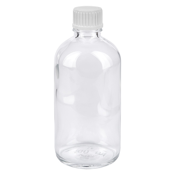 Frasco conta-gotas de 100 ml com tampa standard branca de 0,9 mm ClearLine UT18/100