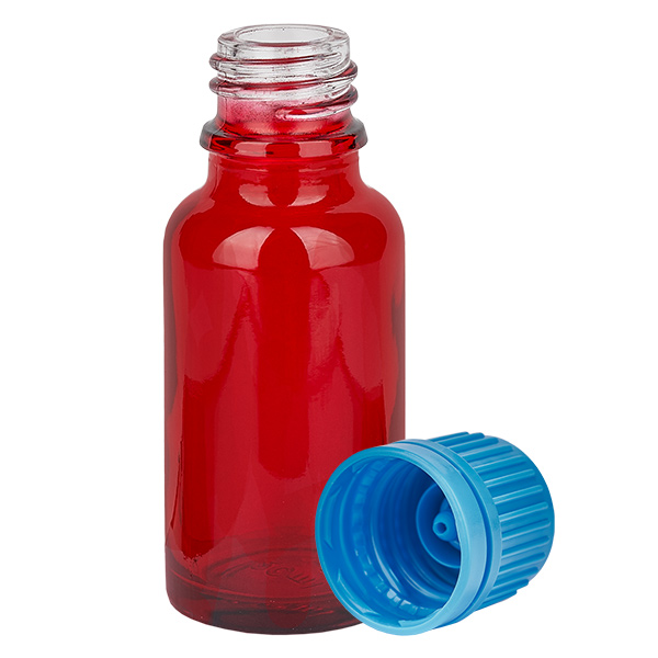 Frasco de 20 ml com tampa de rosca de 11 mm azul tampa inviolável RedLine UT18/20 Frasco de 20 ml com tampa de rosca de 11 mm azul tampa inviolável RedLine UT18/20
