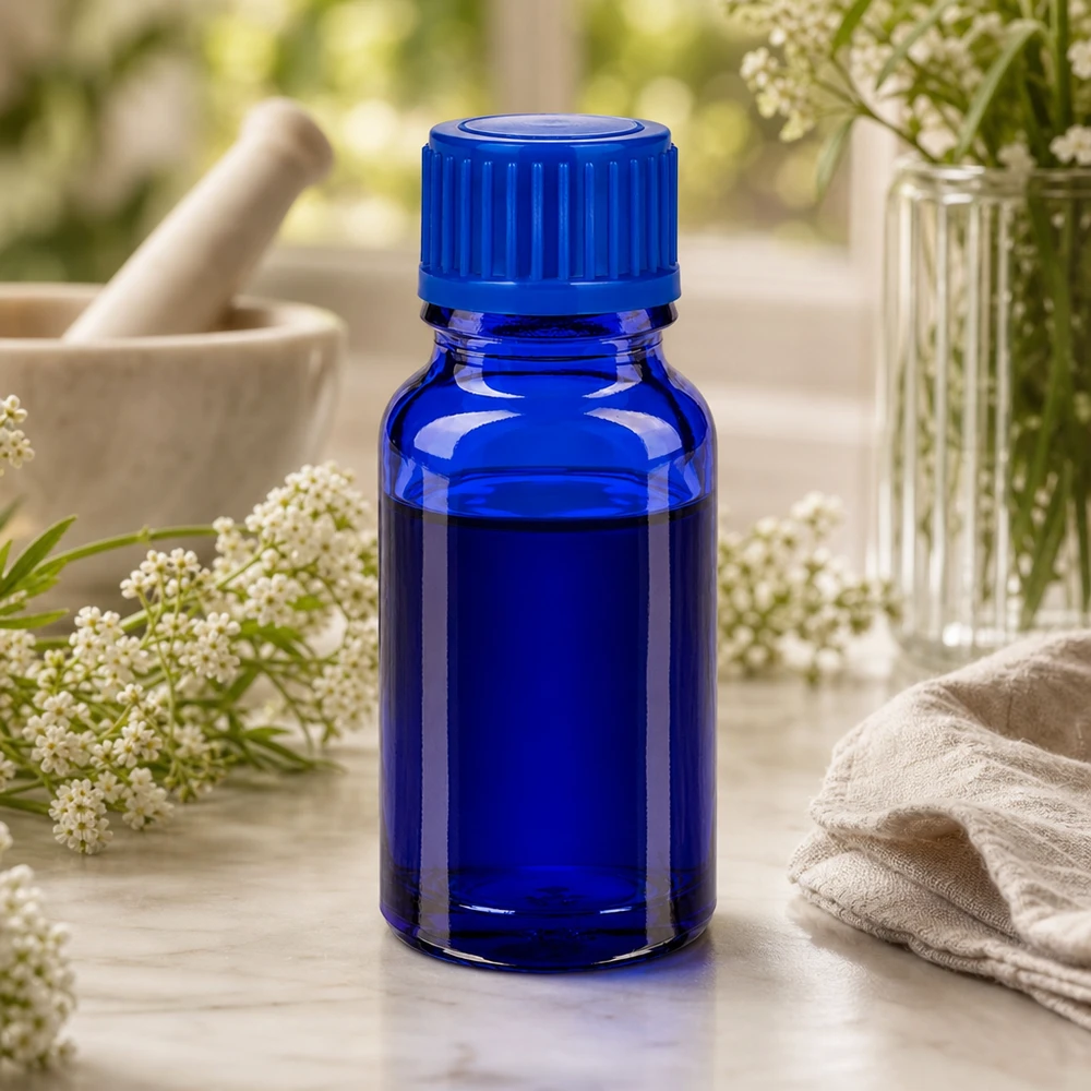 Frasco de 10ml com tampa de rosca de 11mm azul standard BlueLine UT18/10 Frasco de 10 ml de alta qualidade em vidro azul com material robusto para uma conservação segura