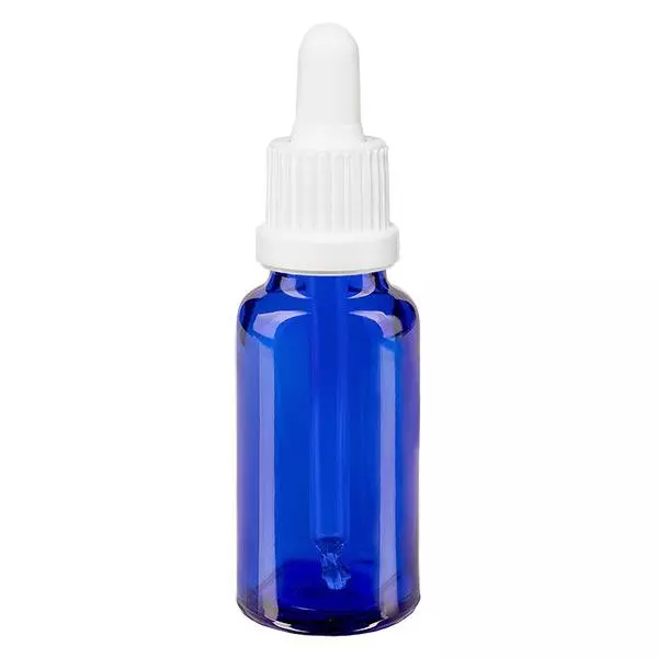 Frasco de farmácia azul 20ml pipeta branca tampa inviolável