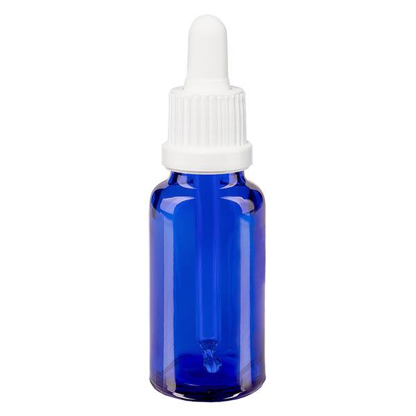 Frasco de farmácia azul 20ml pipeta branca tampa inviolável