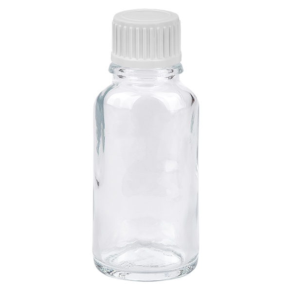 Frasco conta-gotas de 20 ml com tampa standard branca de 0,9 mm ClearLine UT18/20