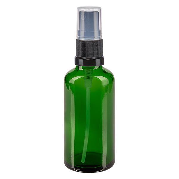 Frasco de farmácia verde 50ml spray top preto