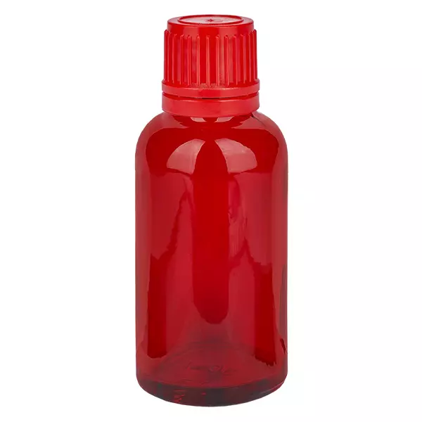 Frasco de 30 ml com tampa de rosca de 11 mm vermelha com fecho inviolável RedLine UT18/30 Frasco de 30 ml com tampa de rosca de 11 mm vermelha com fecho inviolável RedLine UT18/30