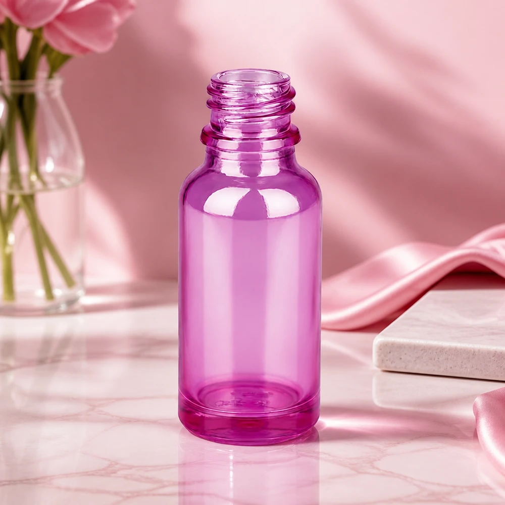 Frasco de farmácia de 20 ml PurpleLine UT18/20 UNiTWIST Frasco de vidro compacto PurpleLine de 20 ml com rosca UNiTWIST UT18/20 em roxo moderno para cosméticos