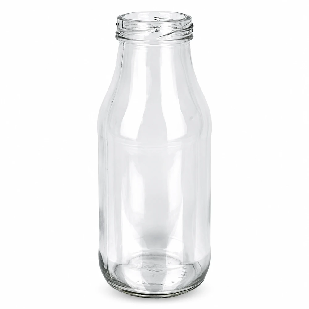 Garrafa de vidro UNiTWIST 263ml transparente com rosca TO43 sem tampa para sumos e bebidas