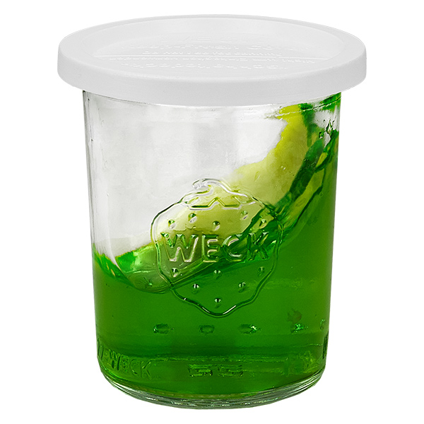 Conjunto de 12 copos de vidro Weck de 160ml com 12 tampas de vidro Conjunto de 12 copos de vidro Weck de 160ml com 12 tampas de vidro