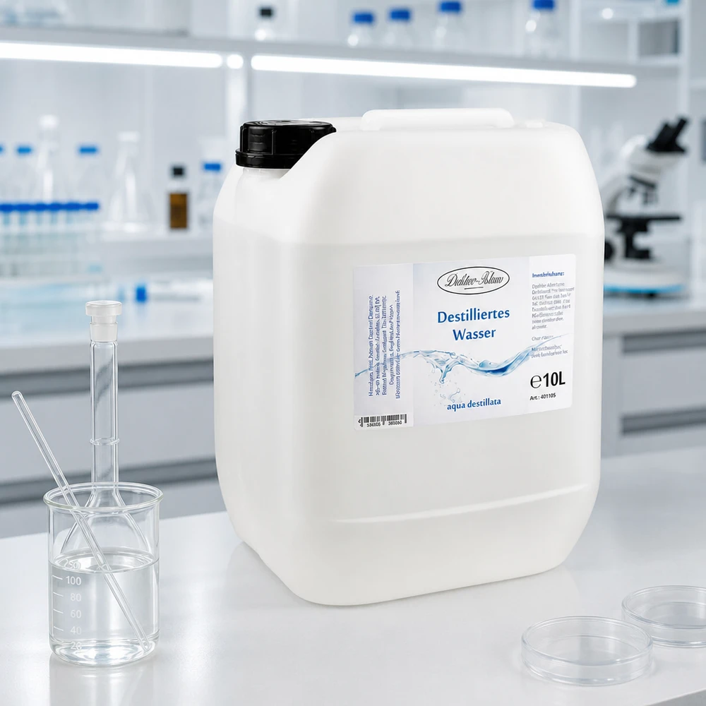 Água destilada 10L Doktor-Klaus Água destilada Doktor-Klaus 10L em ambiente de laboratório de alta qualidade com material de vidro e microscópio