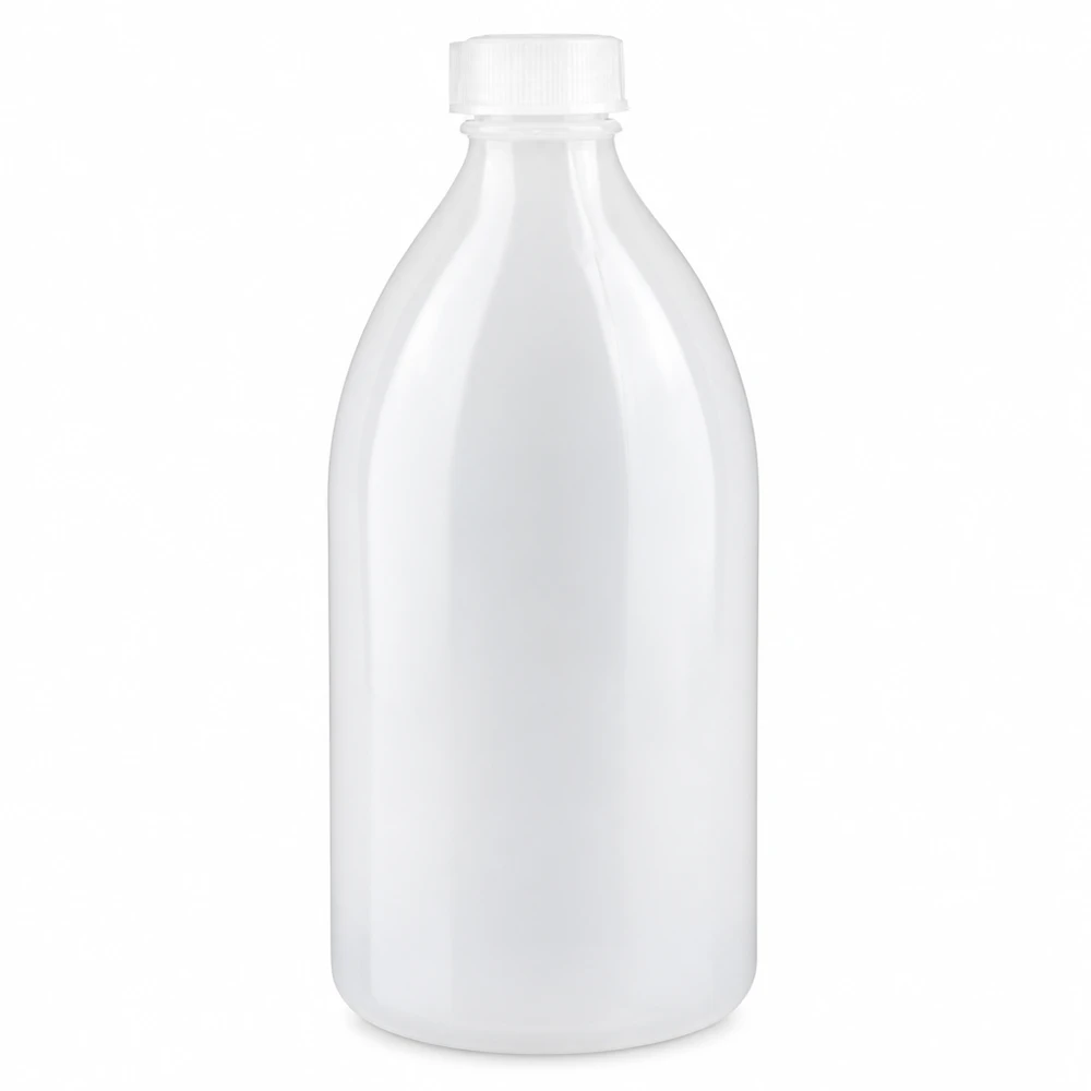 Frasco de rosca de 500ml, frasco de laboratório com gargalo estreito Robuste 500ml Labor Enghalsflasche aus HDPE Kunststoff mit sicherem Schraubdeckel