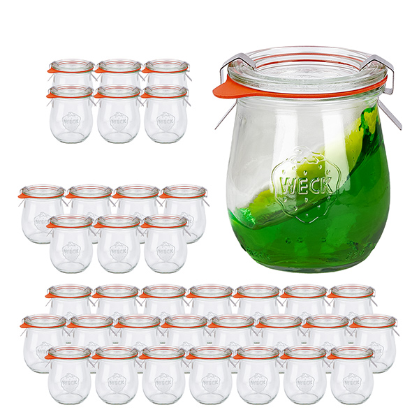 36er Set Weck Gläser 220 ml Tulpengläser mit 36 Glasdeckeln,