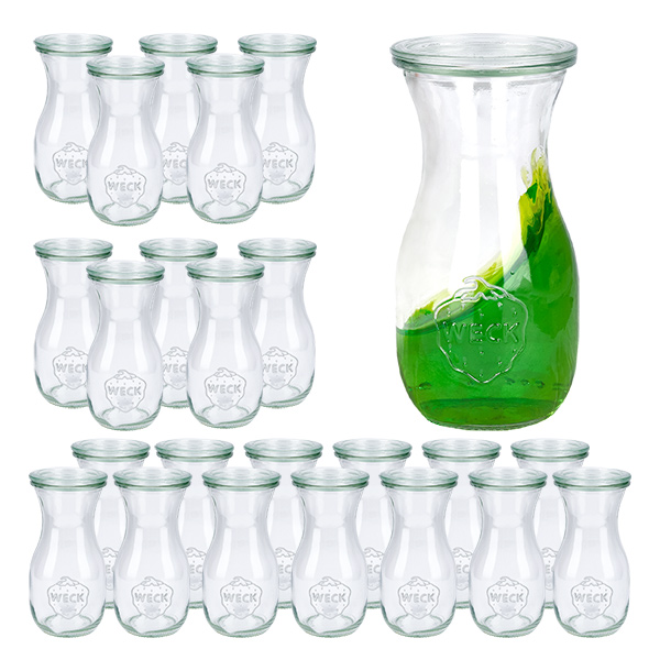 Conjunto de 24 frascos Weck garrafa de sumo de 290ml com 24 tampas de vidro Conjunto de 24 frascos Weck garrafa de sumo de 290ml com 24 tampas de vidro