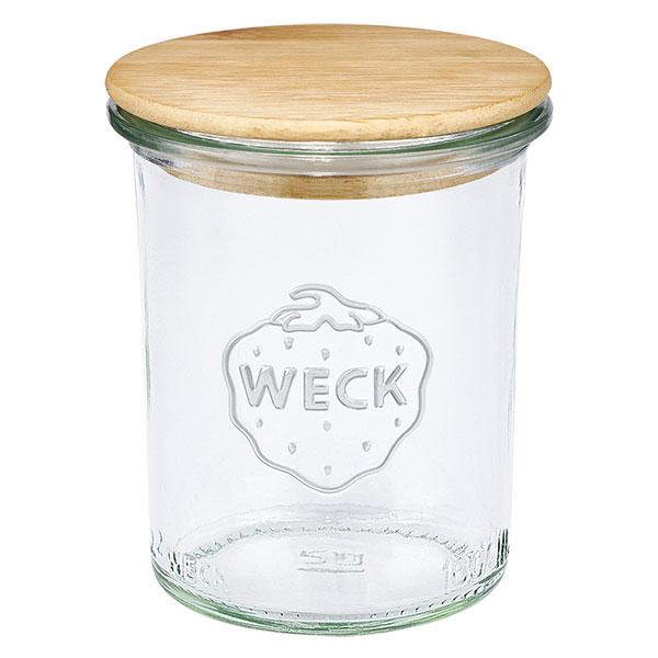 Copos de vidro WECK RR60 de 160ml com tampa de madeira