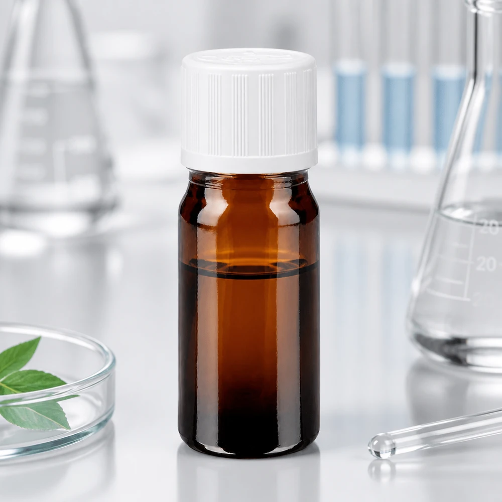 Frasco de farmácia de 5 ml, de vidro castanho, com tampa de rosca branca e segurança para crianças, em laboratório