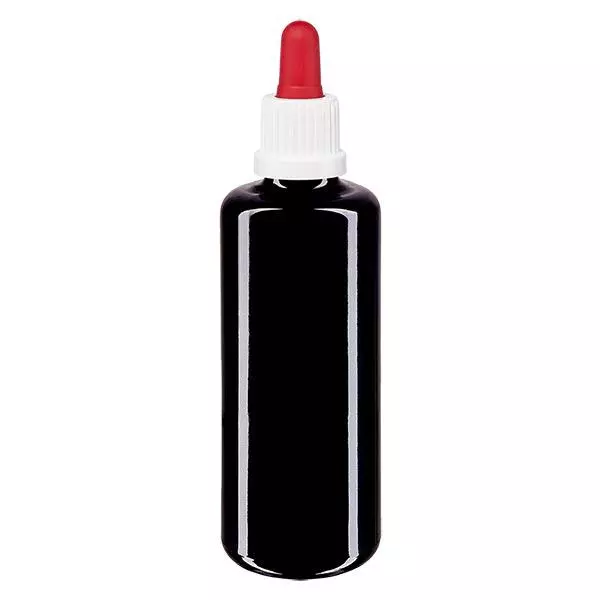 Frasco de farmácia violeta pipeta de 50 ml branco/vermelho com fecho inviolável Frasco de farmácia violeta pipeta de 50 ml branco/vermelho com fecho inviolável