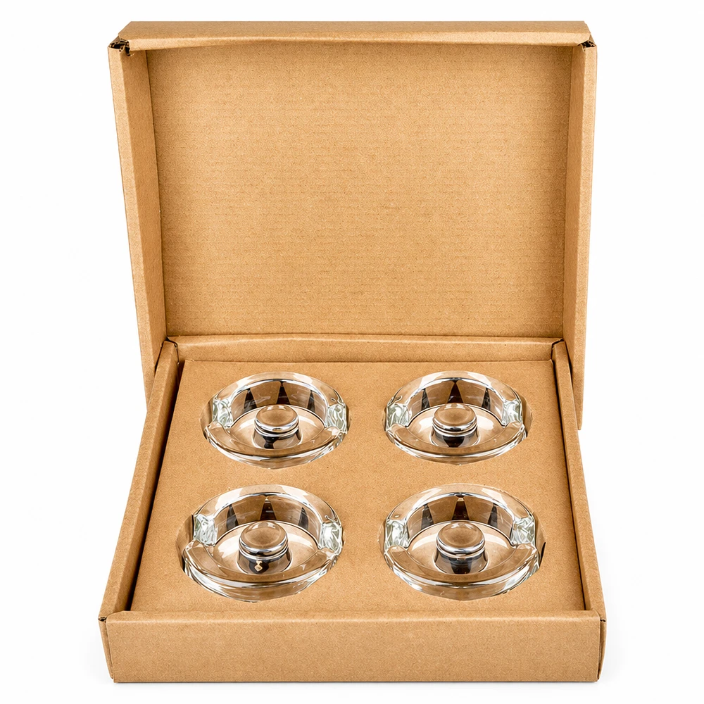Pesos para frascos de fermentação com pega, conjunto de 4 UNiTWIST Conjunto de 4 pesos de vidro para fermentação com pega UNiTWIST em caixa de oferta de cartão castanho