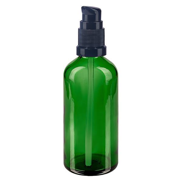 Frasco de farmácia verde 100ml tampa de bomba preta standard Frasco de farmácia verde 100ml tampa de bomba preta standard