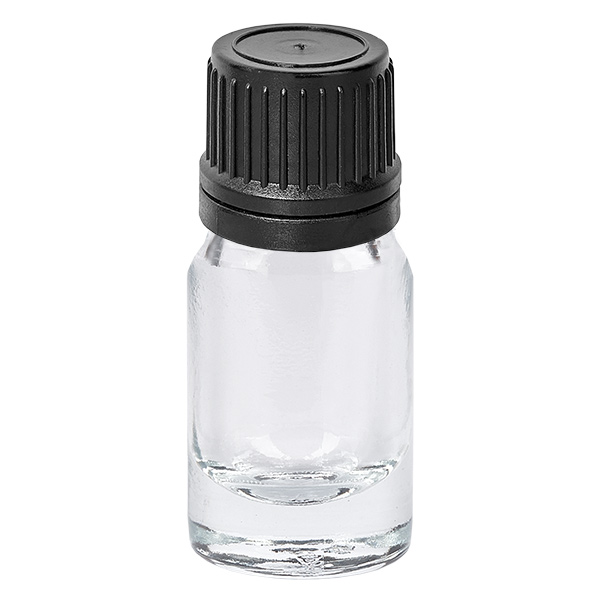 Frasco conta-gotas de 5 ml com tampa inviolável preta de 1 mm ClearLine UT18/5