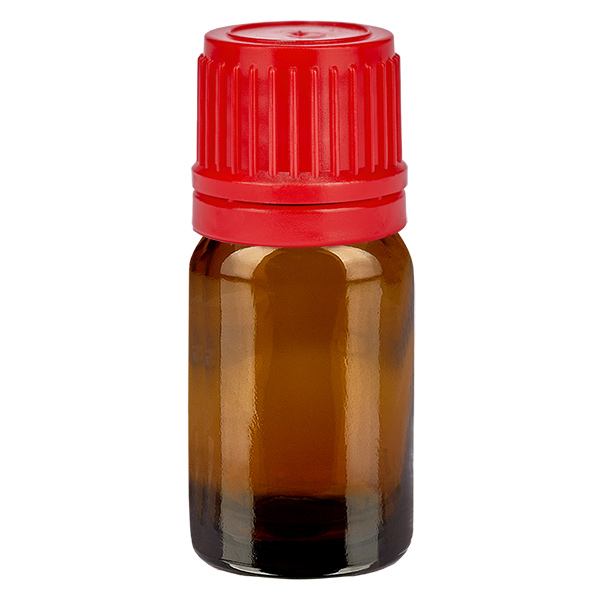 Frasco de 5 ml com tampa de rosca de 11 mm, tampa inviolável vermelha BrownLine UT18/5