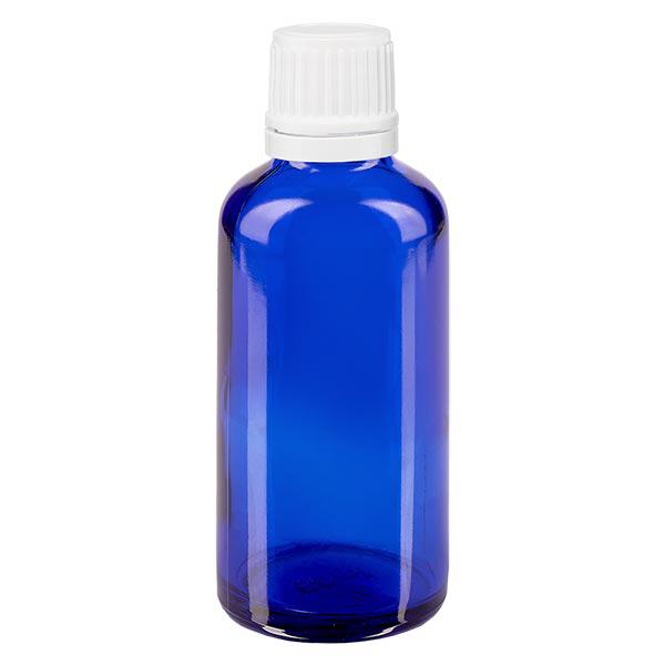 Frasco de farmácia azul 50ml tampa de rosca branca fecho inviolável Frasco de farmácia azul 50ml tampa de rosca branca fecho inviolável