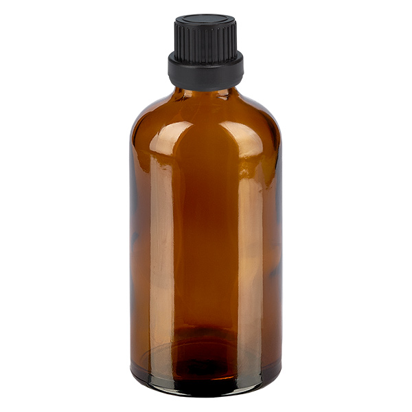 Frasco conta-gotas de 100 ml com fecho inviolável de 2 mm preto BrownLine UT18/100