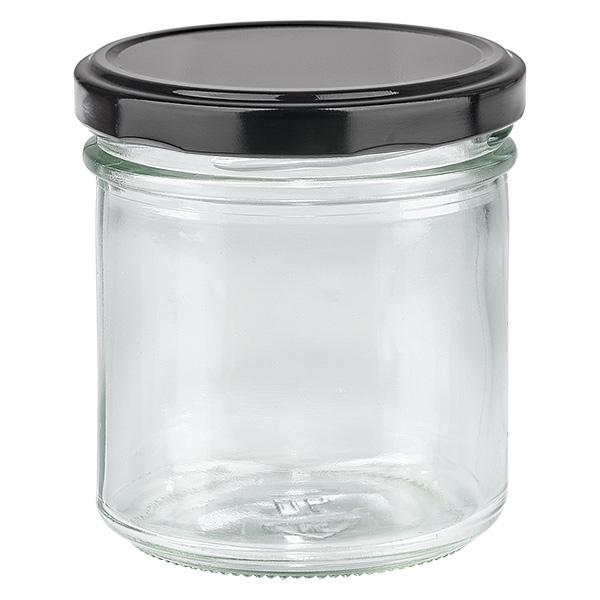 Copos de vidro de 167 ml com tampa BasicSeal preta UNiTWIST