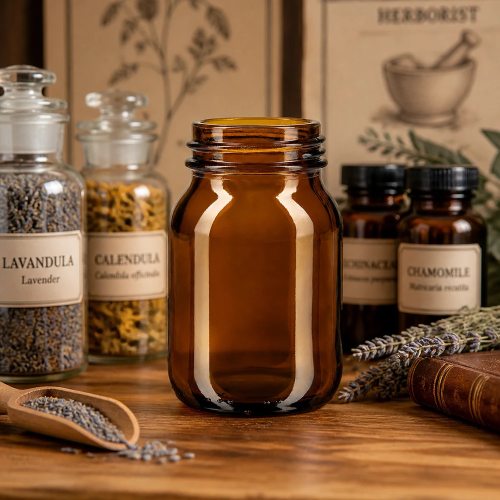 Frasco de vidro âmbar de gargalo largo de 75ml com acabamento de gargalo DIN 40 Garrafa vazia de 75 ml de gargalo largo em vidro âmbar com abertura prática com rosca DIN 40