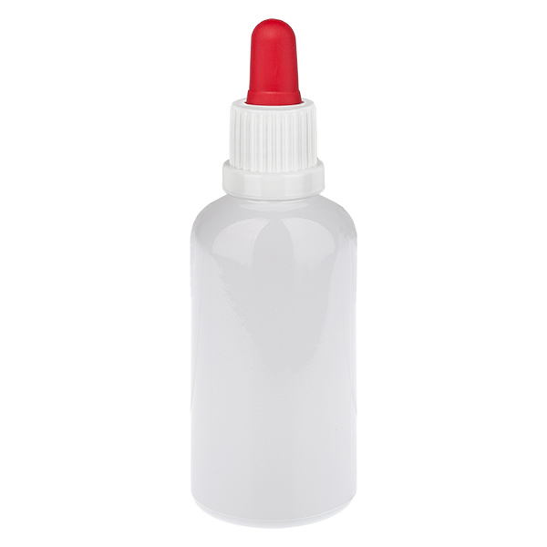 Frasco pipeta de 50 ml branco/vermelho com tampa inviolável WhiteLine UT18/50 Frasco pipeta de 50 ml branco/vermelho com tampa inviolável WhiteLine UT18/50