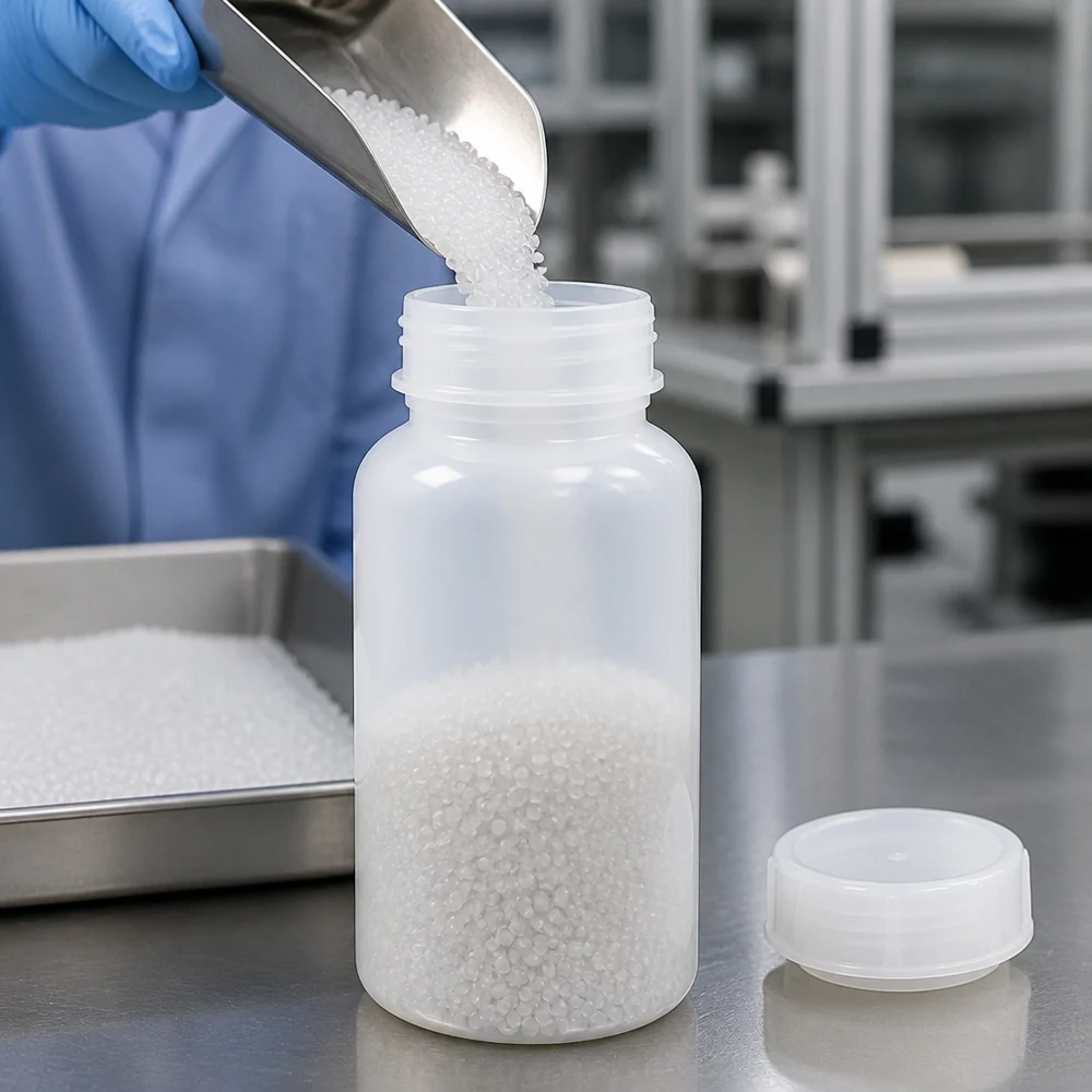 Frasco de laboratório de 500 ml com gargalo largo e tampa de rosca Großmündige 500ml Laborflasche aus Kunststoff ideal für körnige und pulverförmige Substanzen