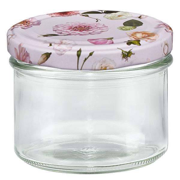 Copos de vidro de 225 ml + tampa BasicSeal flor rosa UNiTWIST