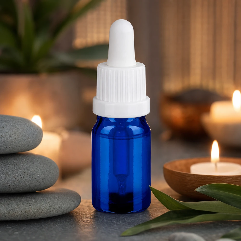Prático frasco de pipeta de 5 ml com pipeta branca ideal para aplicações de aromaterapia e bem-estar