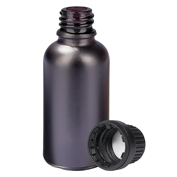 Frasco de 30ml 11mm tampa de rosca preta inviolável BlackLine UT18/30 Frasco de 30ml 11mm tampa de rosca preta inviolável BlackLine UT18/30