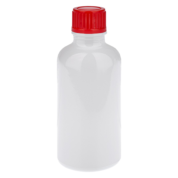 Frasco de 50 ml com tampa de rosca vermelha padrão WhiteLine UT18/50 Frasco de 50 ml com tampa de rosca vermelha padrão WhiteLine UT18/50