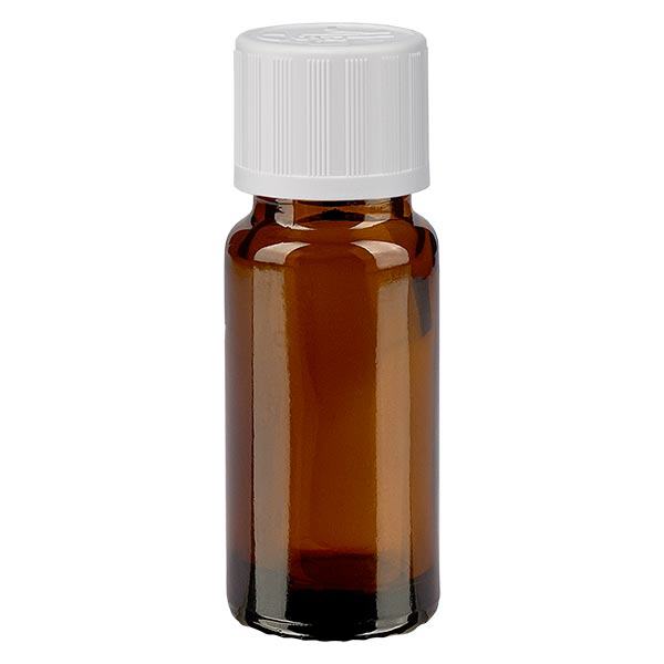 Frasco de farmácia castanho 10ml tampa de conta-gotas branco padrão resistente a crianças