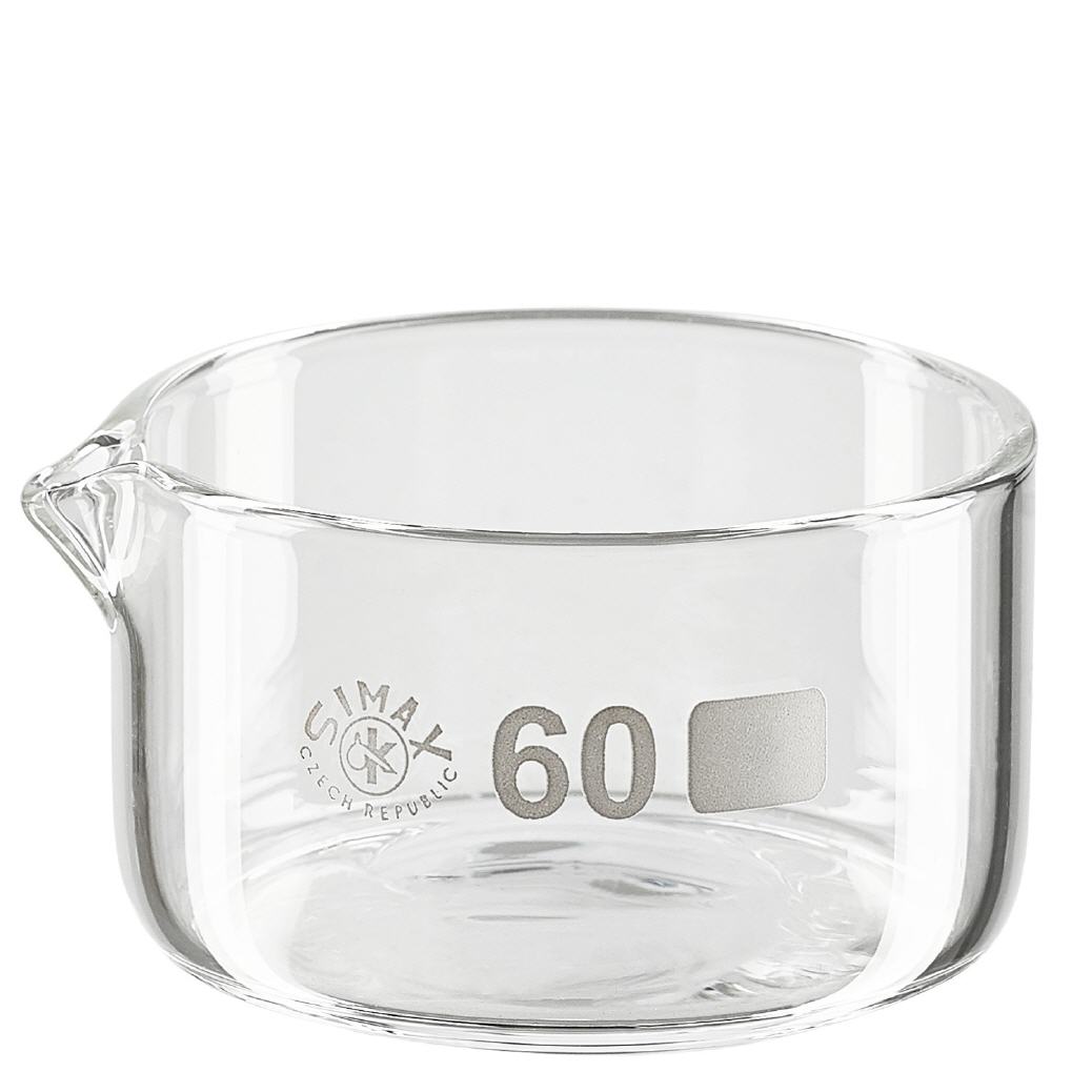 Prato de cristalização de 60ml com bico de borosilicato ø60mm Prato de cristalização de 60ml com bico de borosilicato ø60mm