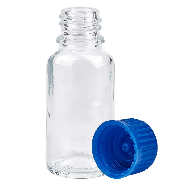 Frasco de 20 ml com tampa de rosca de 11 mm azul Standard ClearLine UT18/20 Frasco de 20 ml com tampa de rosca de 11 mm azul Standard ClearLine UT18/20