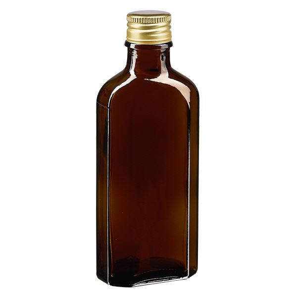 100 ml Meplat castanho com tampa de alumínio dourada PP22