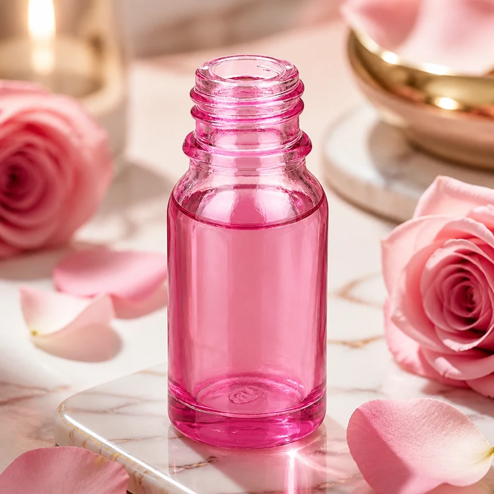 Frasco de vidro pequeno de 10 ml PurpleLine UT18/10 UNiTWIST em cor-de-rosa para aromaterapia e cosmética