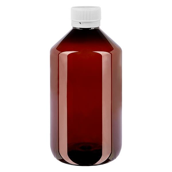 Frasco PET 500ml com tampa inviolável de canelura branca Frasco PET 500ml com tampa inviolável de canelura branca