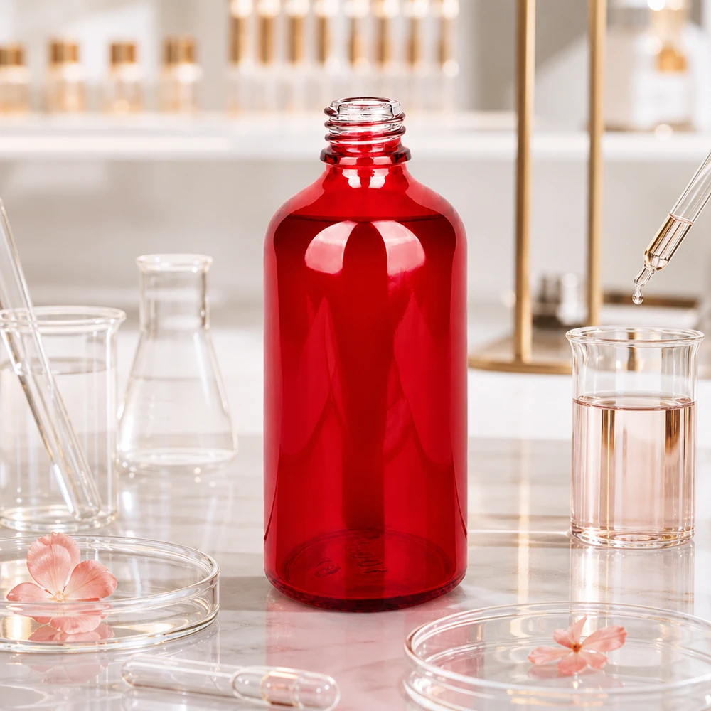 Frasco de farmácia RedLine de 100 ml de alta qualidade em vidro robusto para a indústria laboratorial e cosmética